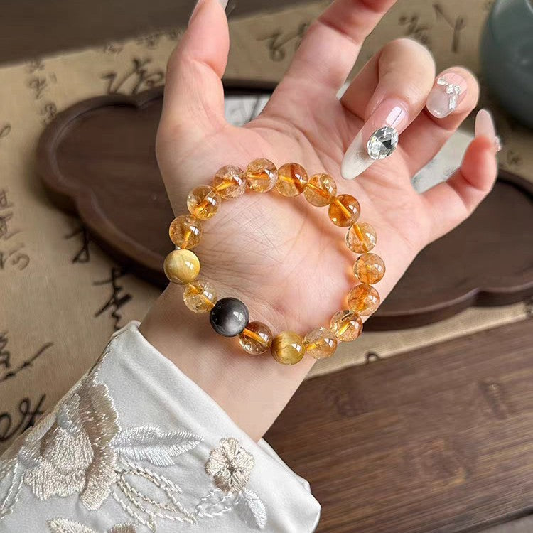 Tired of Missing Opportunities? Citrine & Obsidian Bracelet - For Those Who Attract But Can't Keep Wealth