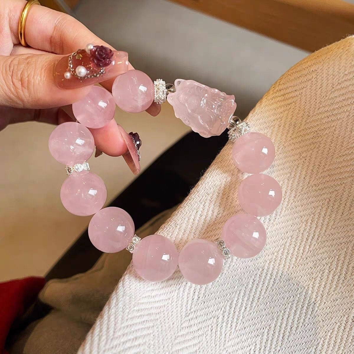 Rose Quartz Nine-Tailed Fox Bracelet - Love Attraction • Charm Enhancement • Relationship Protection